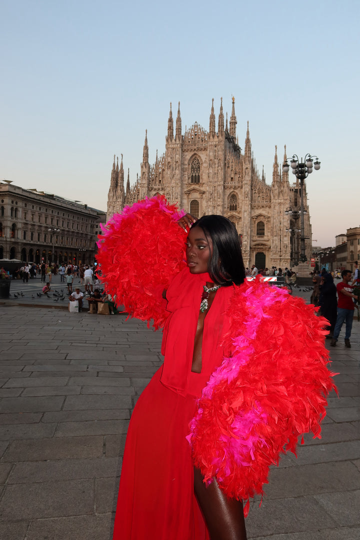 “Mezzanotte” Cropped Feather Jacket