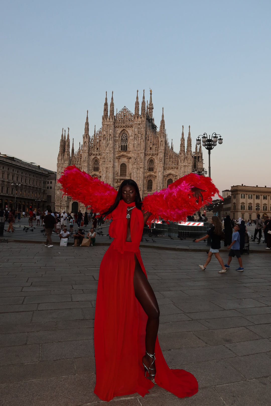“Mezzanotte” Cropped Feather Jacket